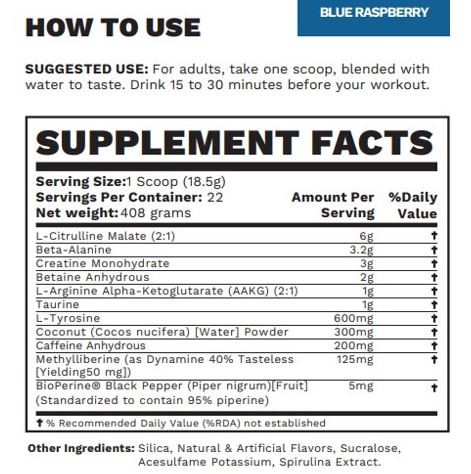 blackwolf nutrition and ingredients label