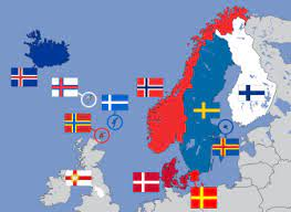 Nordic cross flags of Northern Europe from WikiCommons